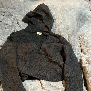 Grey cropped wool hoodie XL